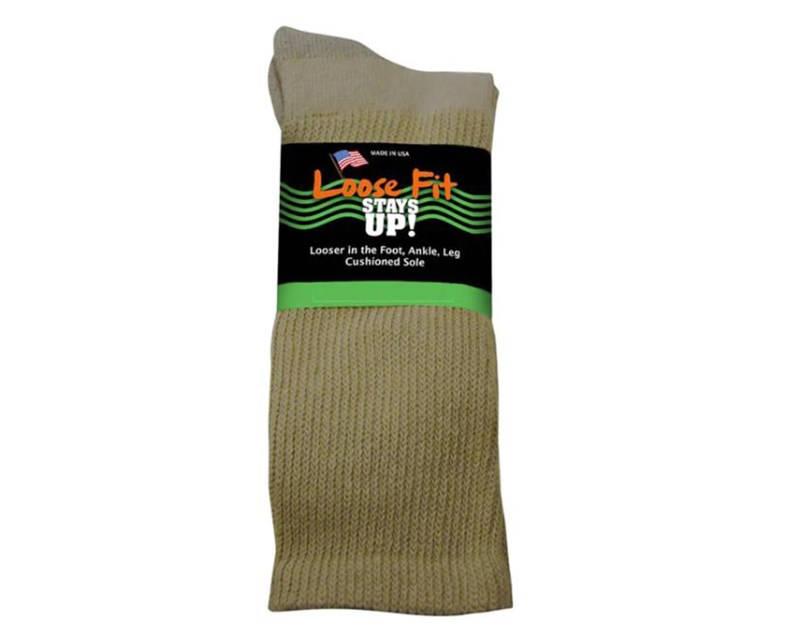 EXTRA WIDE LOOSE FIT STAY UP CREW SOCK TAN - Main