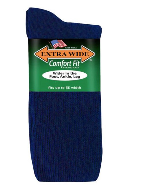 EXTRA WIDE ATHLETIC CREW SOCK NAVY - Main