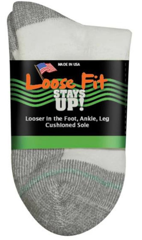 EXTRA WIDE LOOSE FIT STAY UP QUARTER SOCK WHITE - Main