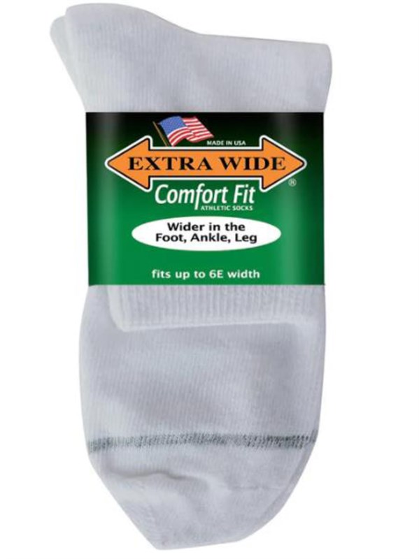 EXTRA WIDE ATHLETIC QUARTER SOCK WHITE - Main