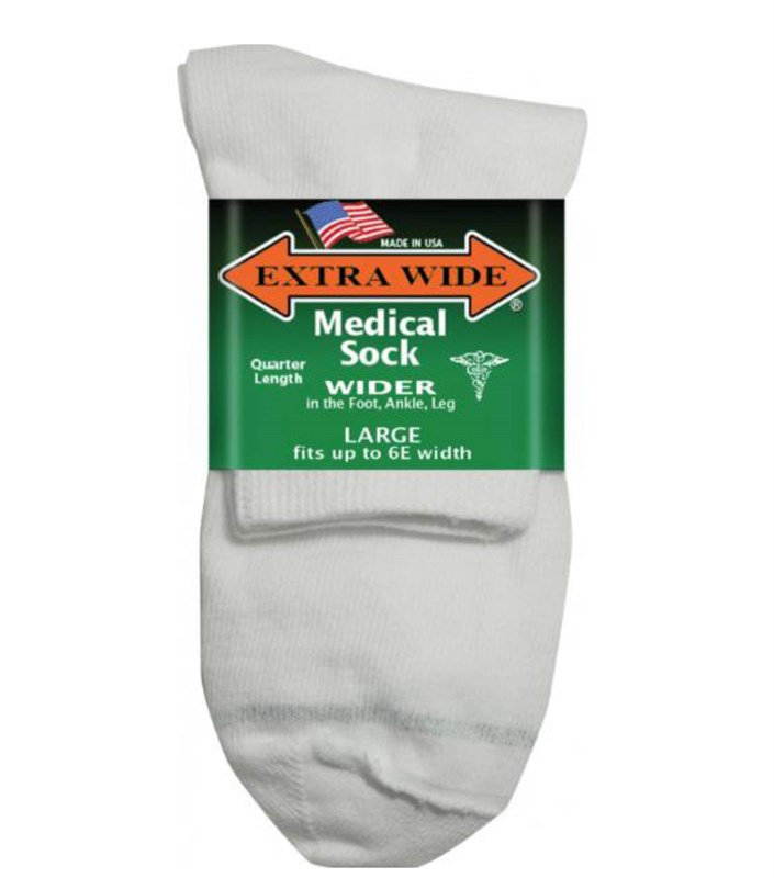 EXTRA WIDE MEDICAL QUARTER SOCK WHITE - Main
