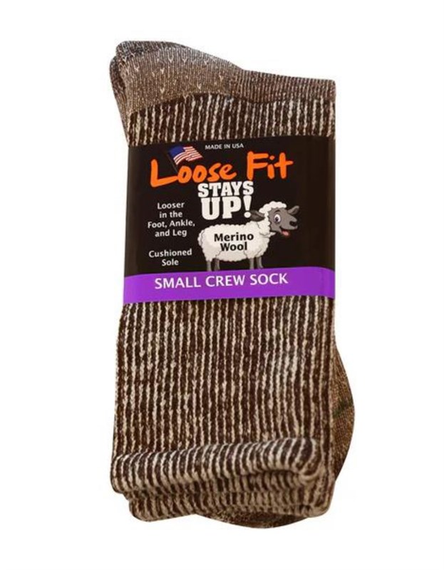 EXTRA WIDE LOOSE FIT MARLED MERINO WOOL CREW SOCK BROWN - Main